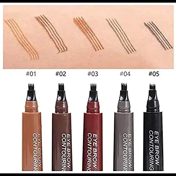 2 Pack 4 Point Eyebrow Pen 4 Prong Tip Eyebrow Pen 4 Fork Eyebrow Pencil Waterproof Liquid Eyebrow Pencil Long Lasting Like Real
