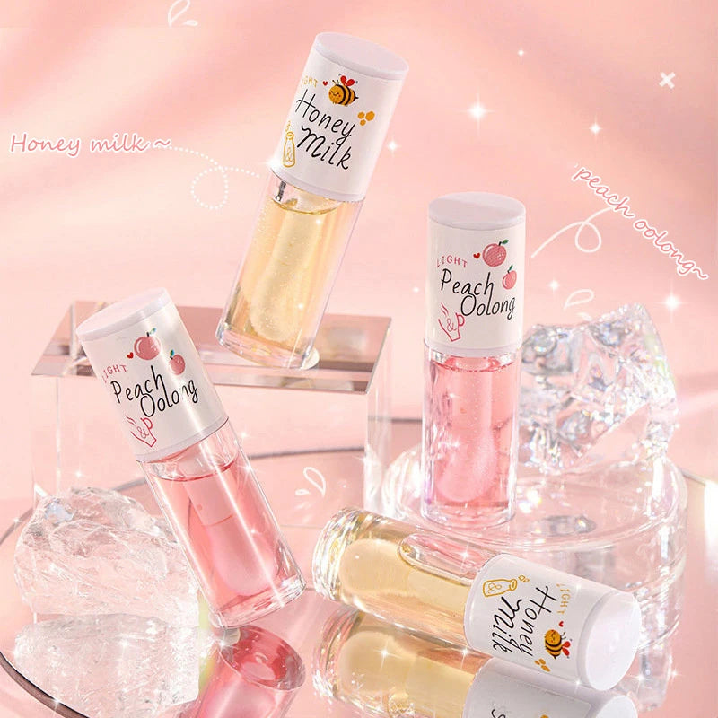 1PCS White Peach Oolong Lip Balm Oily Glossy Plump Moisturizing Water Resistant Shiny Transparent Liquid Lipstick
