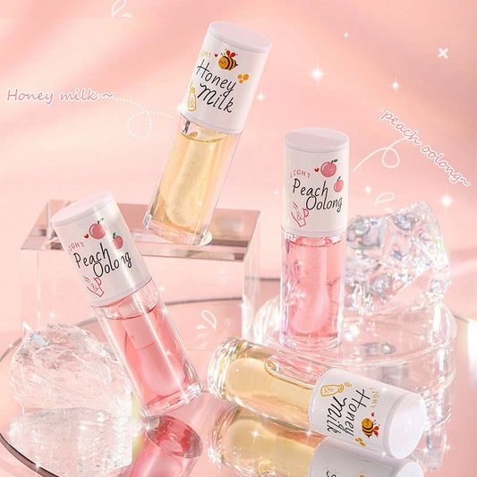 1PCS White Peach Oolong Lip Balm Oily Glossy Plump Moisturizing Water Resistant Shiny Transparent Liquid Lipstick