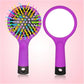 Rainbow Air Volume Paddle Hair Comb Brush with Makeup Mirror Detangler Hair Curl Straight Massage Comb Brush Hair Styling Tools