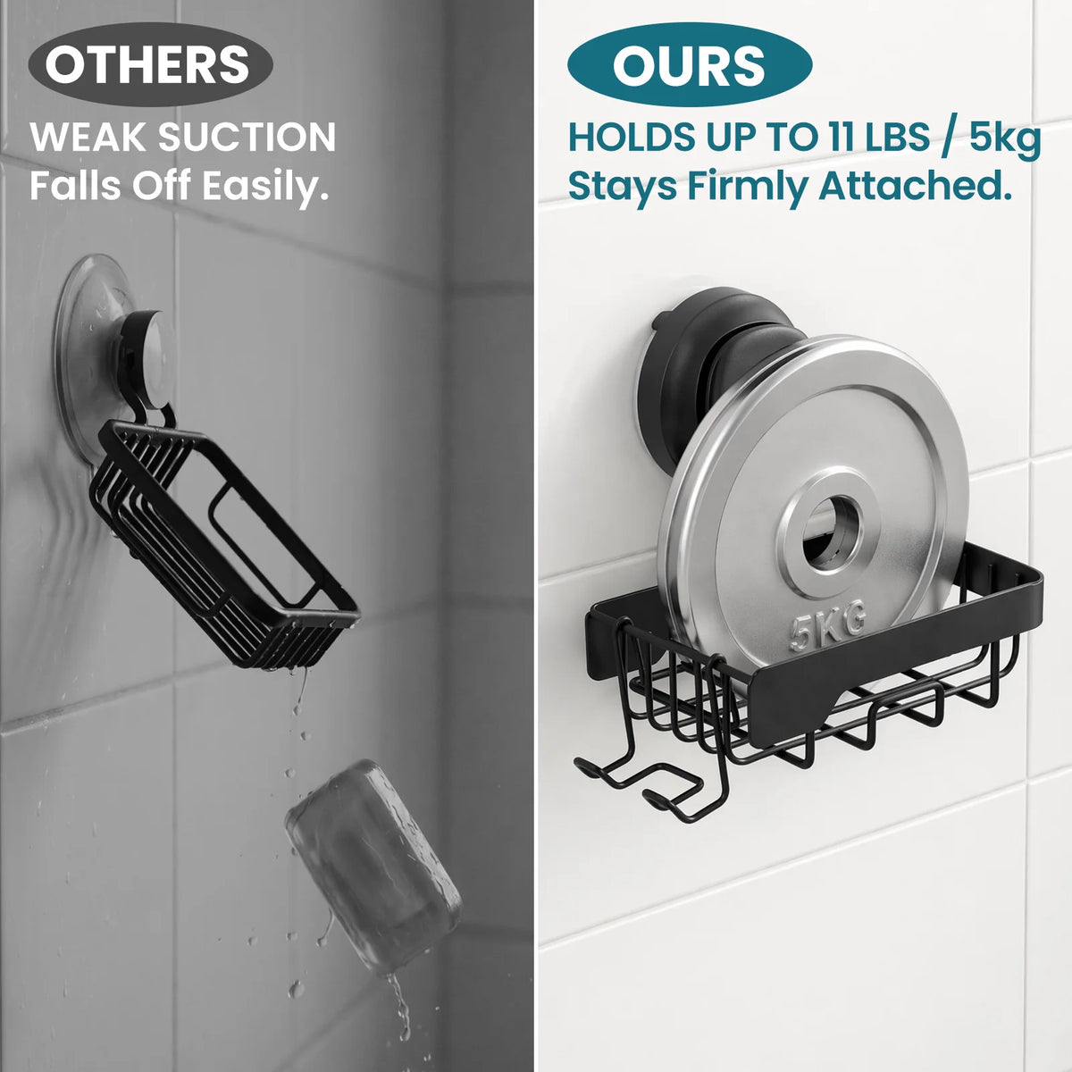 TAILI Soap Holder Soap Dish for Shower Wall, Bathroom Accessories, Removable and No Drill, with Visible Red Line Seal Indicator
