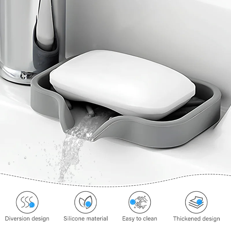 Self Draining Soap Bar Holder Silicone Kitchen Sink Soap Dish Sponge Tray Creative Washing Table Soap Tray Free Punch Drain Rack