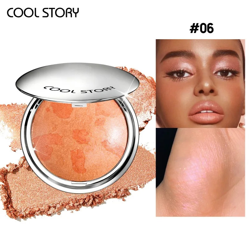 Pearlescent Sparkle Highlight Palette Bronze Shimmer Fine Powder Cream Glitter Eyeshadow Blusher Shiny Face Brightening Makeup