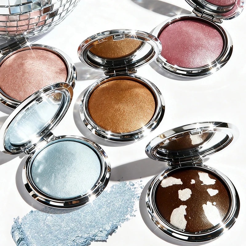 Pearlescent Sparkle Highlight Palette Bronze Shimmer Fine Powder Cream Glitter Eyeshadow Blusher Shiny Face Brightening Makeup