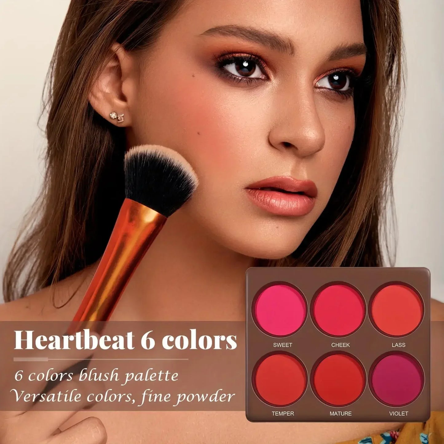 6 Colors Waterproof Matte Blush Palette Medium Buildable Coverage Long-Lasting Natural Finish Light and breathable,