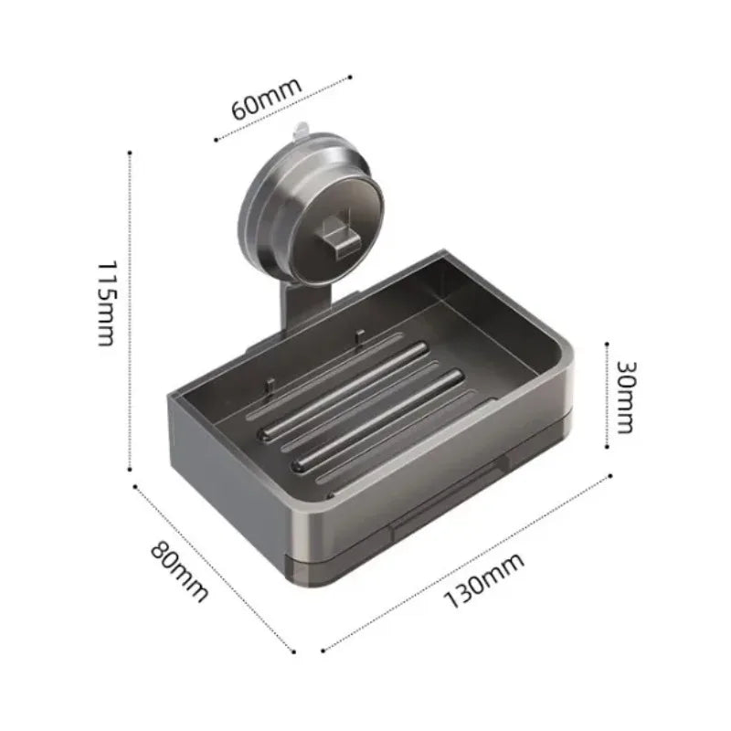 Soap Box Wall Mounted Suction Cup Aluminum Drain Rack For Bathroom Washroom Toilet Vanity Countertop Storage Organizer Soap Box