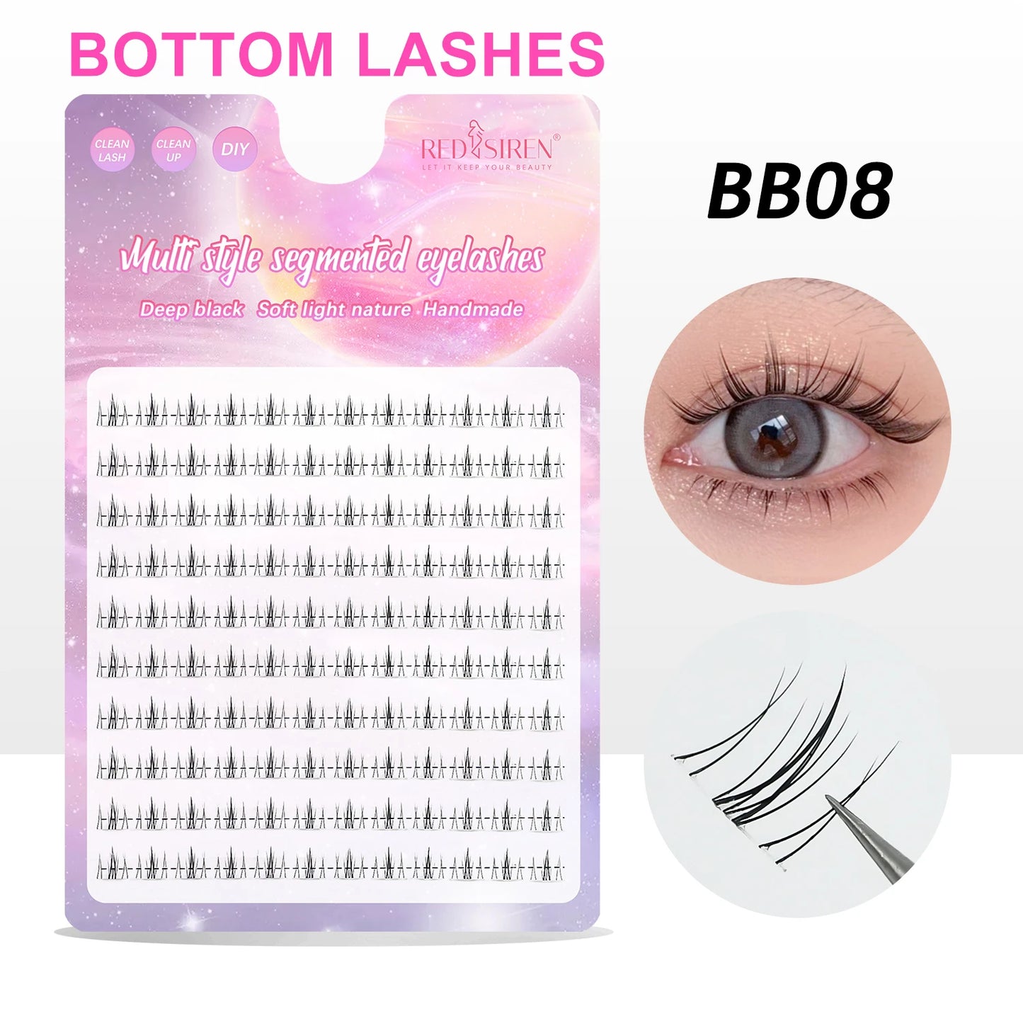 REDSIREN 10Rows Under Eyelash Large Capacity Cluster Lashes Korean Makeup Natural Look Bottom Lashes