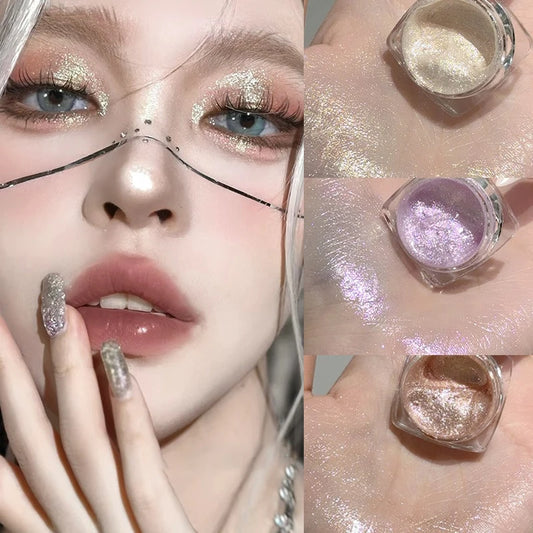 6 Colors Glitter Eyeshadow Gold Pink Eye Shadow Highlighter Silkworm Long Lasting Waterproof Shimmer Multicolor Liquid Eyeshadow