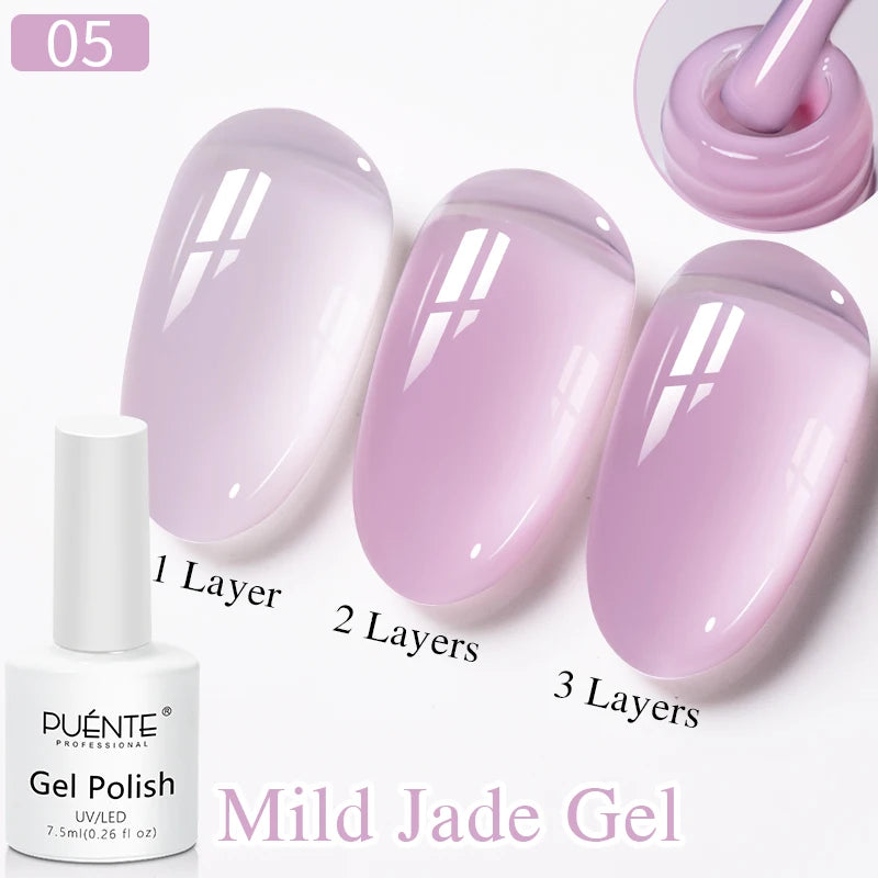 PUENTE Pearl Color Builder Nail Gel Polish Hema Free Shell Thread Glitter Nail Extension Semi-Permanent Construction Gel Varnish