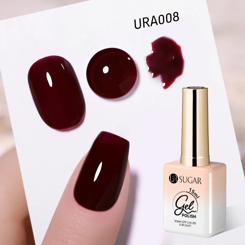 UR SUGAR 15ml Jelly Milky White Translucent Color Gel Polish Semi Permanent UV Gel Nail Art Soak Off Gel Varnish Latest Fashion