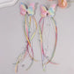 2Pc Childrens Rainbow Butterfly Sequin Hair Clip,pearl Ribbon,tassel Hair Clip,girl Braided Hair Accessory,performance Accessory