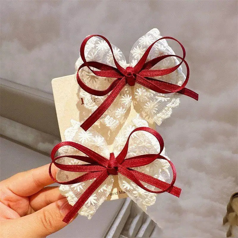 2Pcs Black Bow Small Hair Claw Women Girl Hair Grab Clip Side Clip Forehead Bangs Hair Styling Clip Sweet Headdress