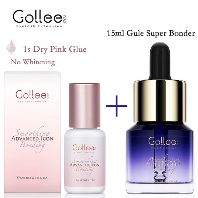 Gollee 1s Fast Dry Glue Lash Bonding Jelly Pink Eyelash Extension Glue Eyelash Adhesive Booster Cuticle Opening Accelerator tool