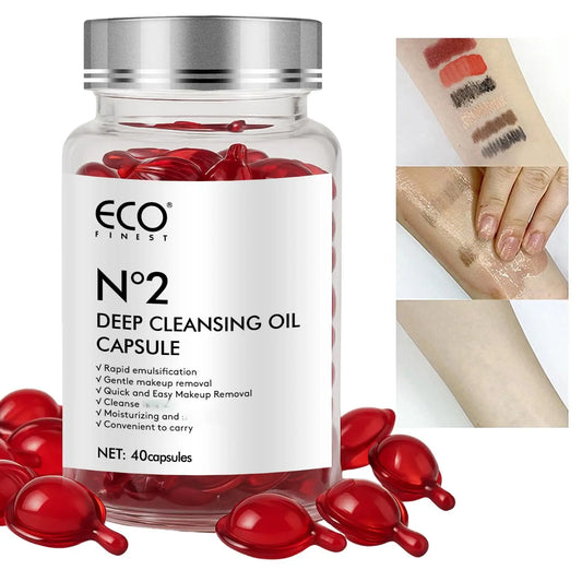 ECO Finest N°2 Deep Cleansing Oil Capsules (40pcs) - Gentle Makeup Remover, Moisturizing