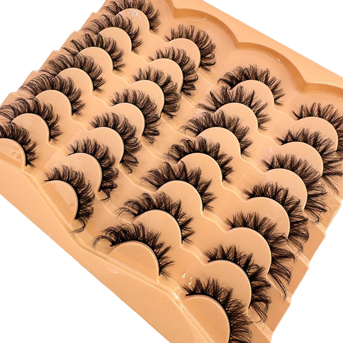 AMSDCN 14 Pairs 3D Lashes Fluffy False Eyelashes Thick Volume Cat-Eye Faux Lashes Natural Long Wispy Lashes Extension Pack