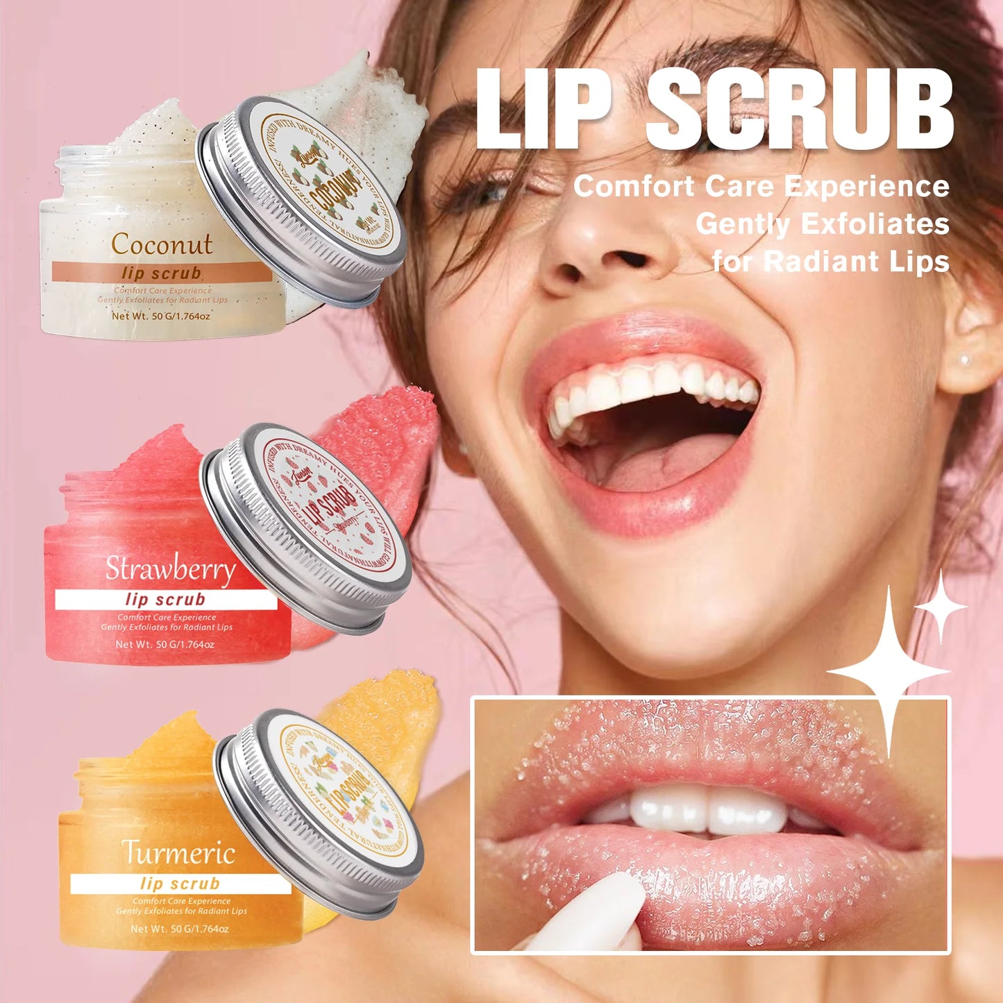 Lip scrub 50g brighten exfoliating lip  raspberry vanilla coconut watermelon lip moisturizing gift for women
