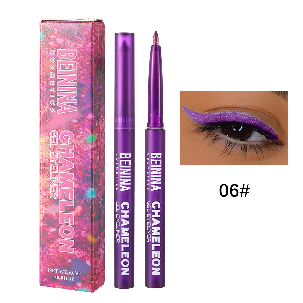 Shiny Chameleon Green Eyeliner Gel Metallic Eyeshadow Multicolor Eye Liner Pearlescent Polarized Glitter Eye Pigment Makeup