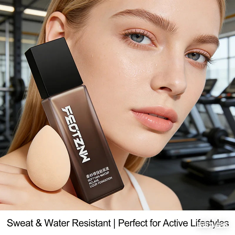 Feotznw foundation concealer, non-sticky powder, makeup primer, transparent foundation, conceals blemishes, women's cosmetics