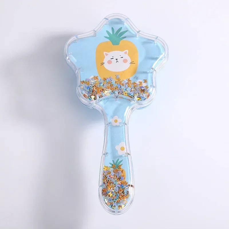New Cartoon Air Cushion Massage Comb Star Shape Sequins Quicksand Anti-knot Combs for Baby Kids Comb for Curly Hair
