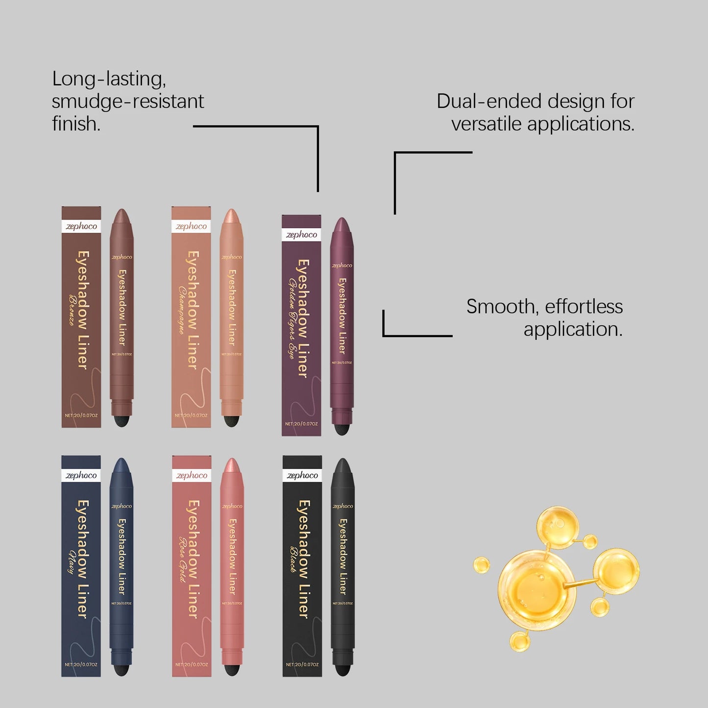 2in1 Eyeliner Pen Smudge Proof Waterproof Formula Long Lasting Wear Beginners Daily Makeup Smooth Application Eye Shadow Liner