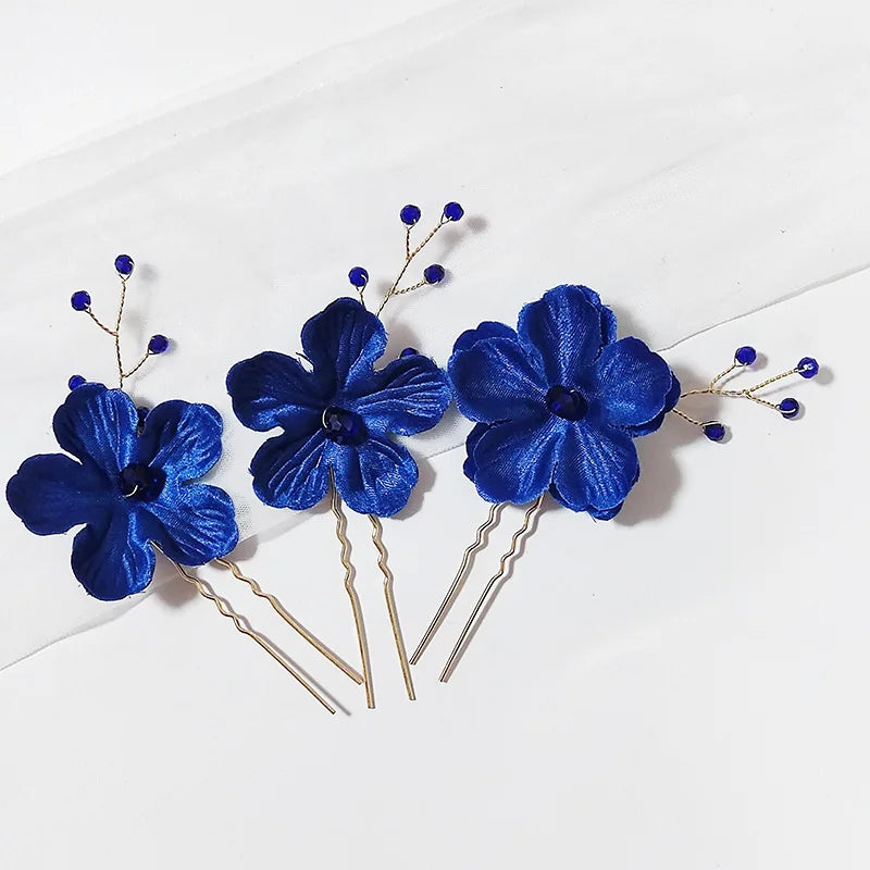 Vintage Blue Rhinestone Hair Comb Wedding Hair Accessories Bridal Hair Clip Headpiece Jewelry Bride Tiara Hair Ornament Gift