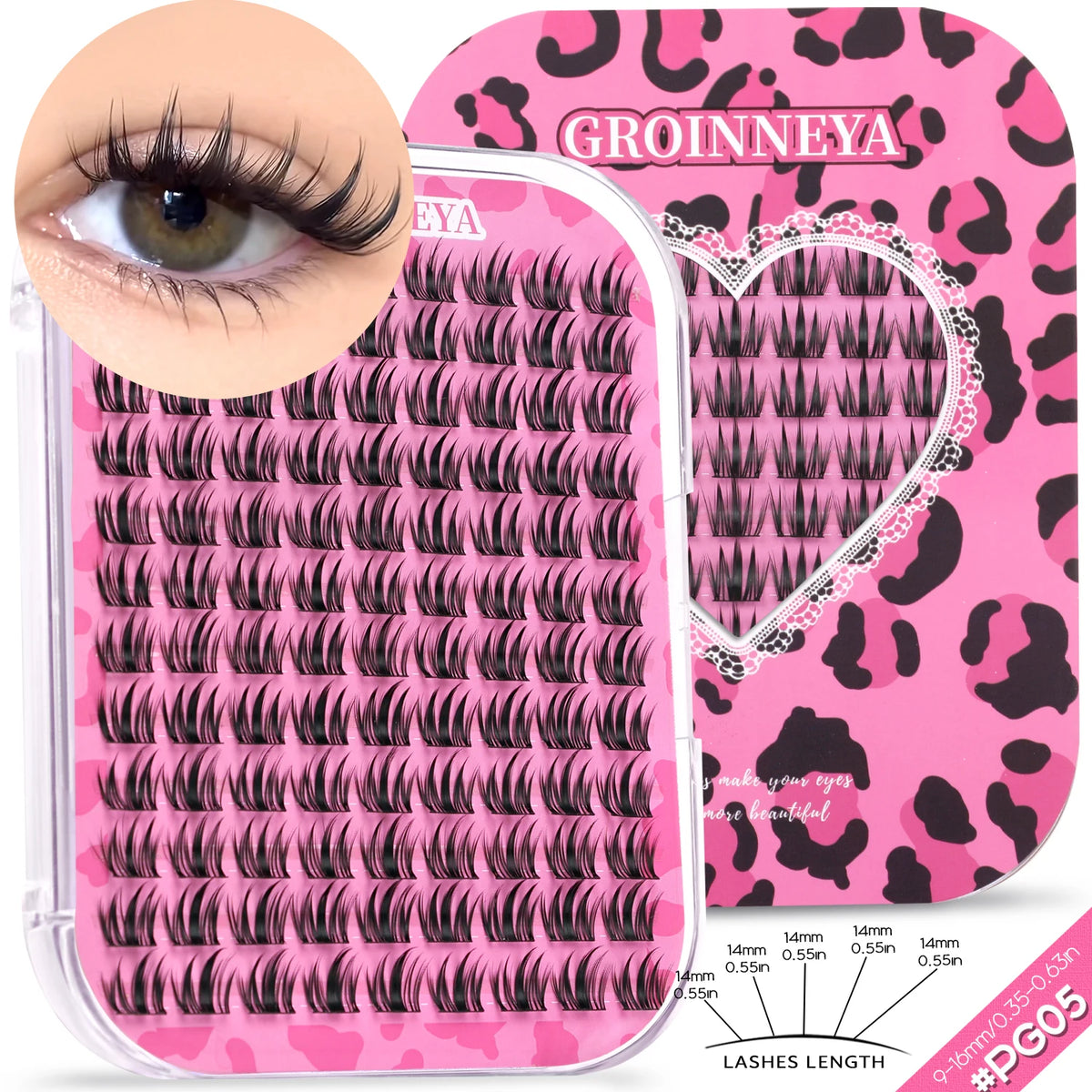 GROINNEYA DIY Lash Clusters Mixed Tray Manga Cluster Lashes DIY Spiky Lashes Extension Natural Volume Individual Lashes Makeup