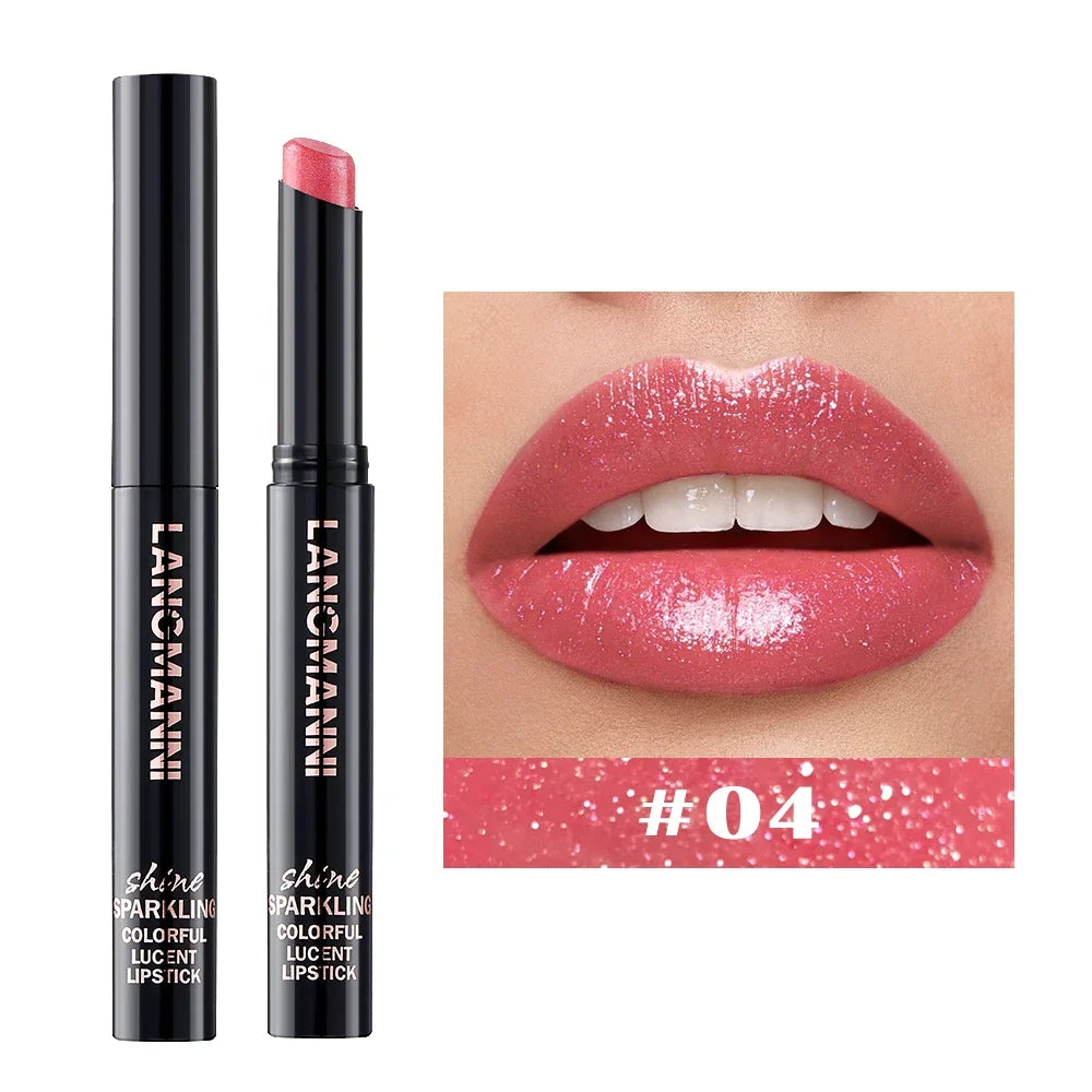 10Color Diamond Glitter Velvet Lipstick Long Lasting Moisturizing Shiny Pearlescent Sexy Red Lipgloss Lip Sticks Makeup Cosmetic