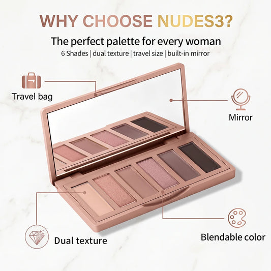 Mini Soft Pink Eyeshadow Palette Long Lasting All-Day Wear Brighten Eyes Matte & Shimmer Shadow Smooth Texture Eyeshadow Palette