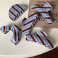 1pc Retro winter blue and brown striped hair claw, high-end niche back-of-head shark clip, minimalist elegant bun hair clip.