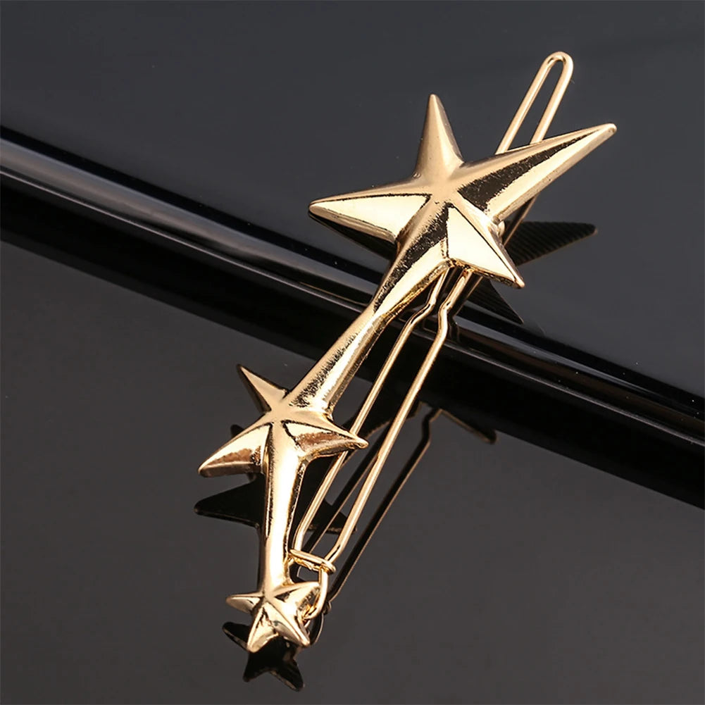 Triangle Moon Hairpin Fashion Women Metal Frog Clip Word Clip Elegant Star Round Barrette Alloy for Ladies Hair Accessories