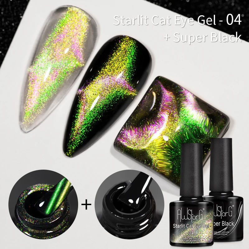 AWStorG 7.5ml Starlit Cat Magnetic Gel Nail Polish Must need Black Gel-Polaris Light Soak Off UV Gel Varnis Semi Permanent DIY