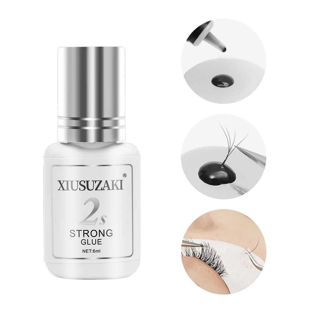 XIUSUZAKI 6ml False Eyelash Extensions Glue 0.5s 1s Fast Drying Black Transparent Lash Adhesive Glue Low Irritation Eyelash Glue