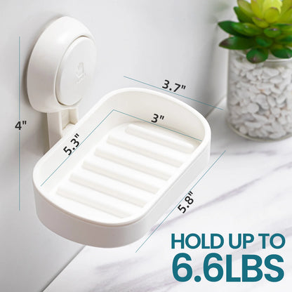 TAILI Soap Dish Bar Holder Suction Cup, Soap Sponge Holder for Shower, Bathroom, Tub and Kitchen Sink, Drill-Free, Removable