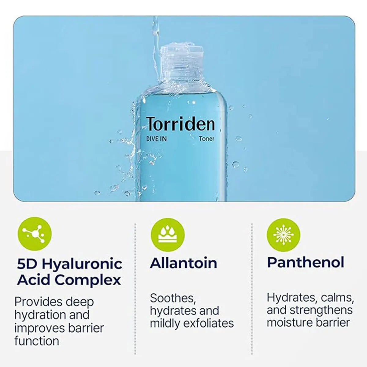 Torriden Dive In Low Molecular Hyaluronic Acid Toner 300ml,Highly Fluid,Refreshing & Non-Sticky,Soothes,K-Beauty,Korean Makeup