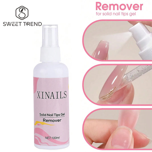 100ml False Nail Tips Solid Adhesives Gel Remover Nail Liquid Easy To Soften Remover Press On Nails Gel Fake Tips Remover Tools