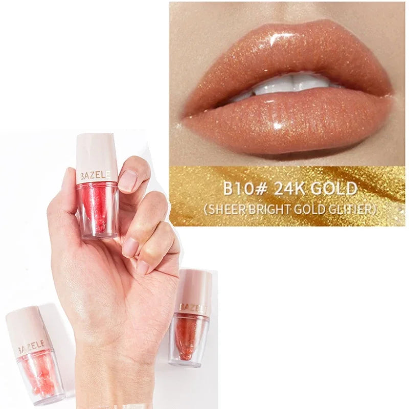 High Quality 14 Color Mirror Pearl Lipstick Lip Gloss Cosmetic Non-stick Cup Moisturizing Shine Glitter LipGloss Lip stick Women