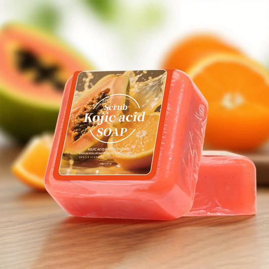 70g Natural Kojic Acid Papaya Soap with Glycerin Deep Cleansing Brighten Skin Sweet Orange Scented Bar for Facial & Body Care