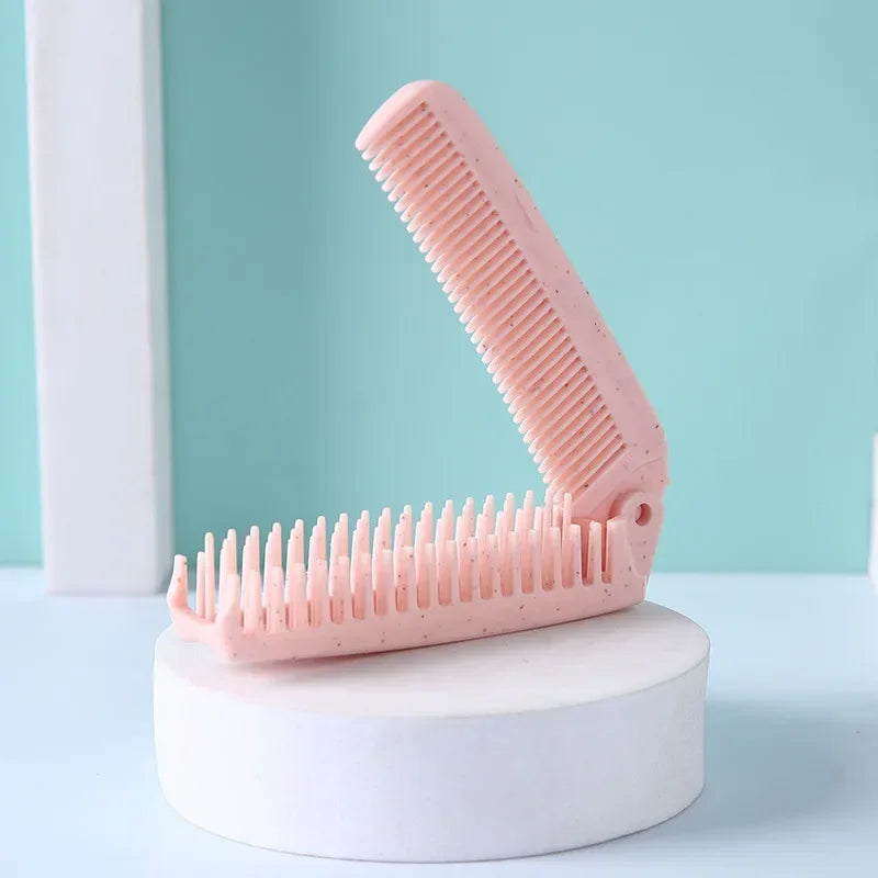 1pcs Portable Folding Comb Hair Brush Anti-static Travel Hair Brush Wheat Straw Folding Hairdressing Styling Beauty Tool