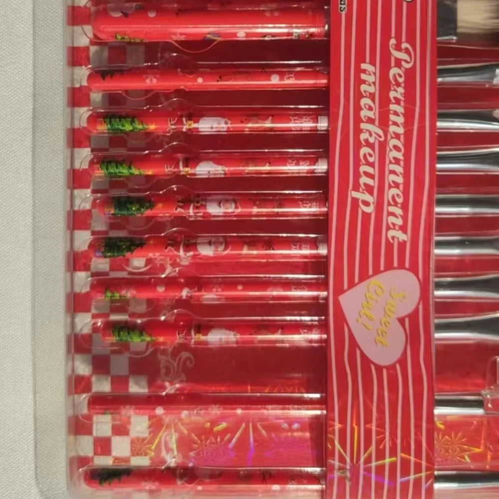 12PCS Christmas Makeup Brush Gift Set | Cute Santa & Kitty Cartoon Brushes for Women | Beginner-Friendly Holiday Beauty Kit