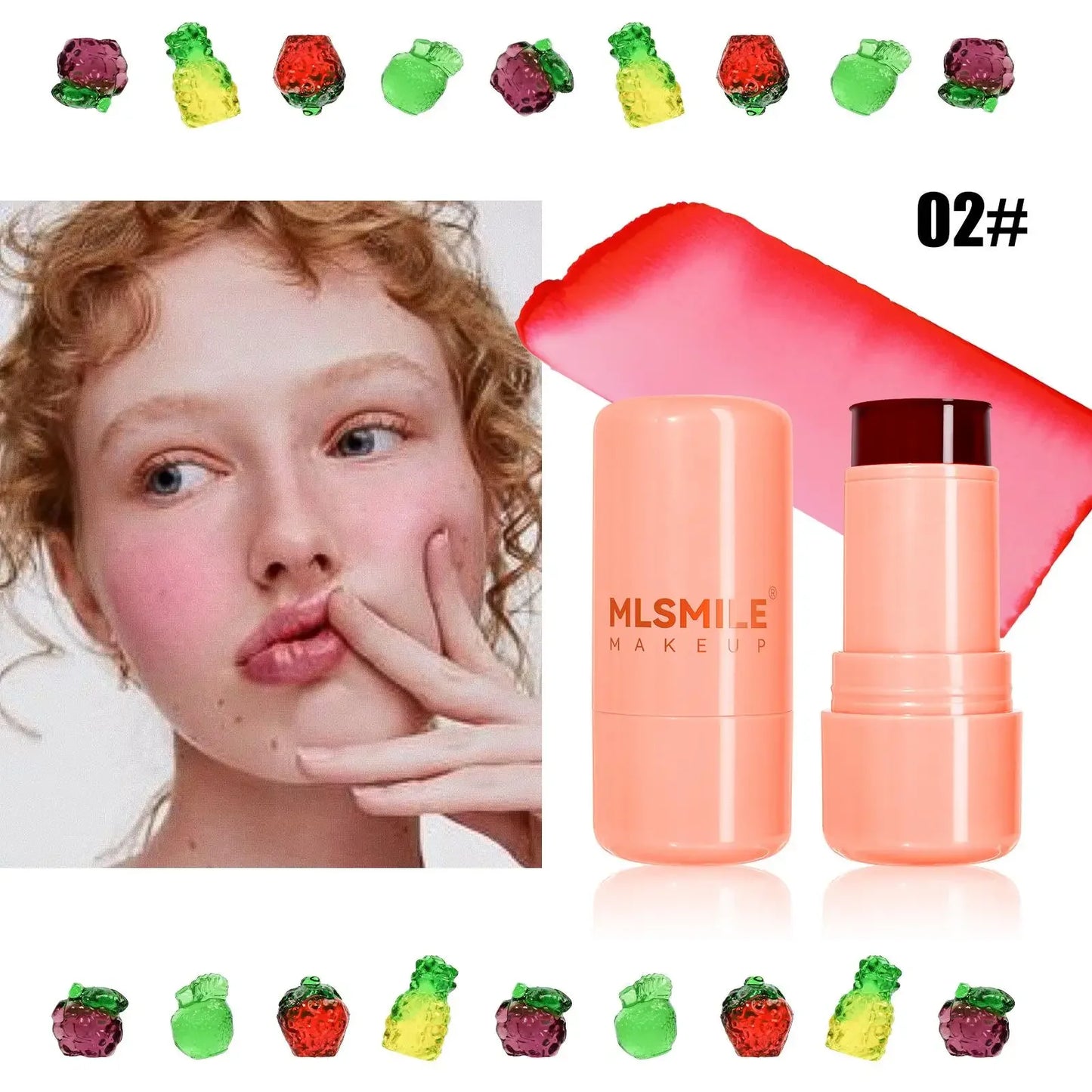 3-in-1 Milk Jelly Tint Facial Blusher Wand Moisturized Long Lasting Matte Rouge Cheek Contour Lipstick Sticker Beauty Makeup