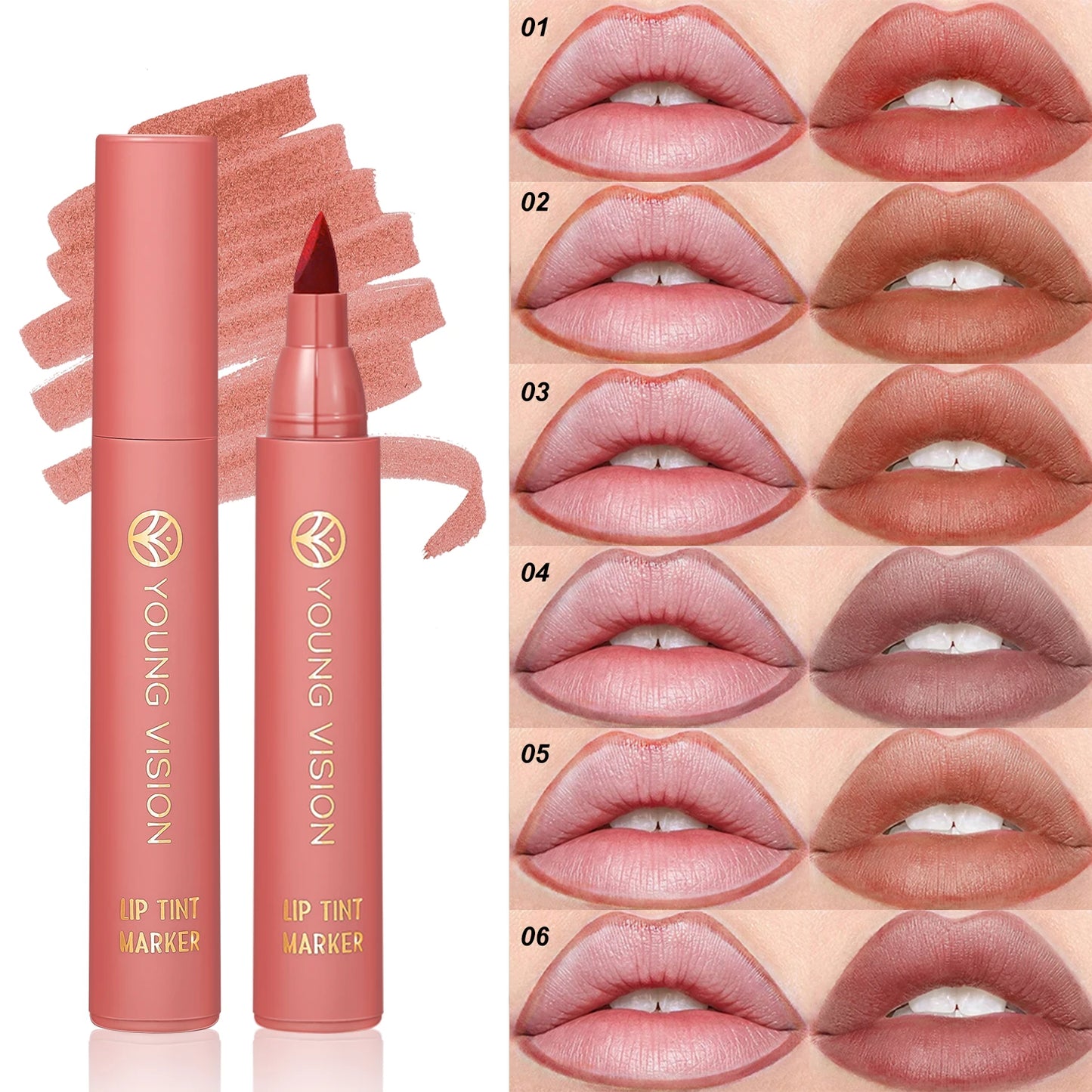 3pcs/ set Lip Tint Marker Liquid lipstick Nude Matte Shades, Lip Liner and Stick 2-in-1, Durable waterproof  Christmas gift