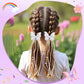 2Pc Childrens Rainbow Butterfly Sequin Hair Clip,pearl Ribbon,tassel Hair Clip,girl Braided Hair Accessory,performance Accessory