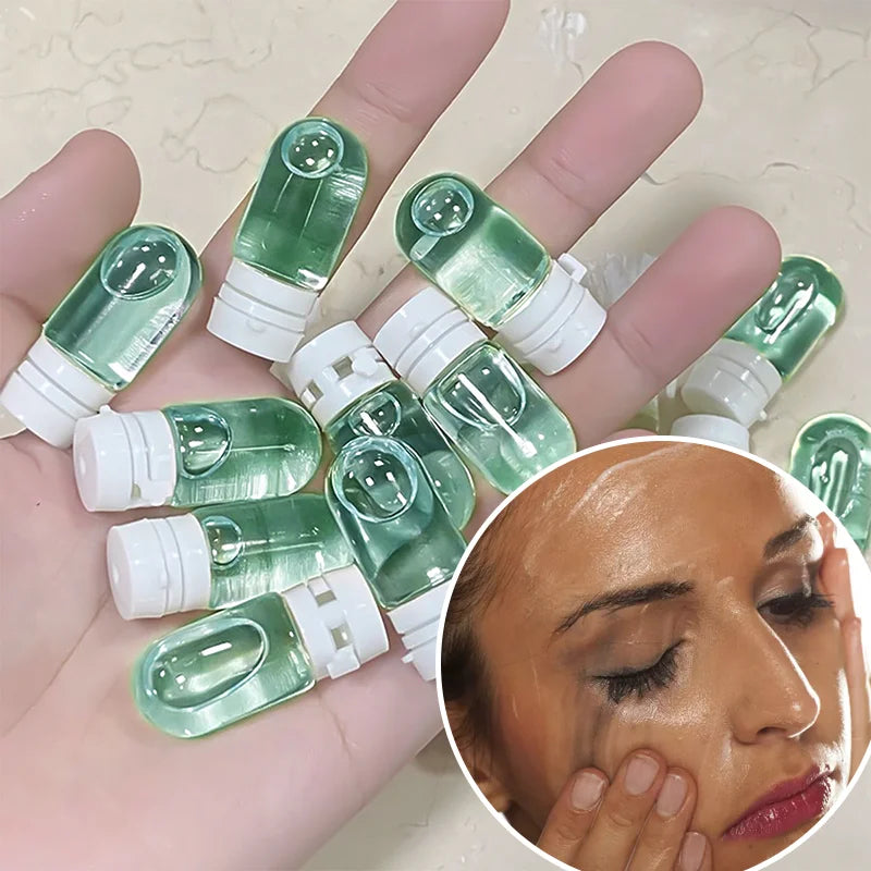 7/10/30 Capsules of Green Cleansing and Makeup Remover Oil, Emulsified, Refreshing, Mild, Non-Irritating, Portable for Travel