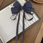 Vintage Denim Blue Hair Bow Clip Long Ribbon Hairpins Barrettes Headwear For Women Girls Accessories Wedding Jewelry Hair Ties