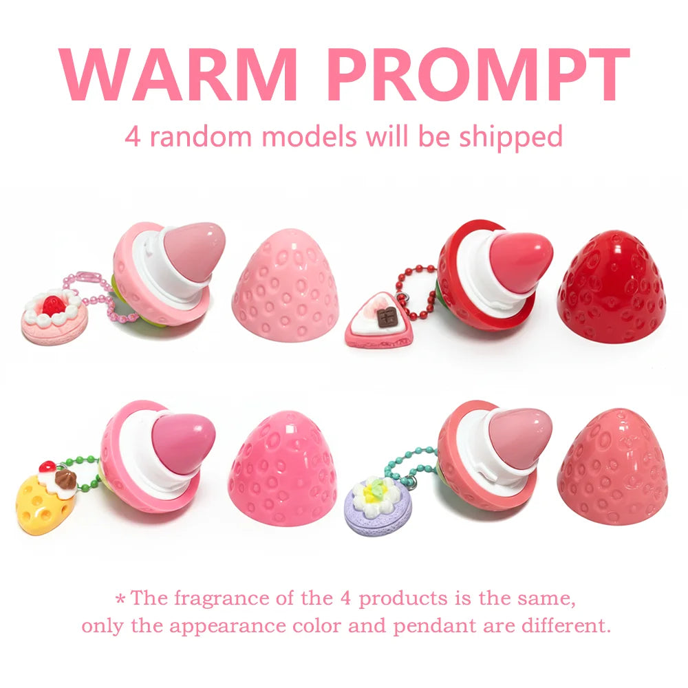 4-Color Random Hair Strawberry Warm Moisturizing Lip balm With Strong Moisturizing Effect, Protecting And Softening Lips
