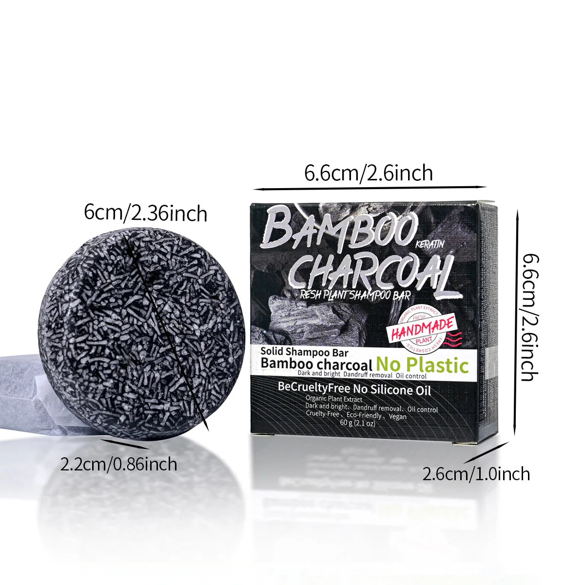 Men's bamboo charcoal solid shampoo deeply cleanses and moisturizes the scalp