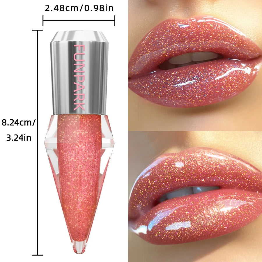 8 Color Glitter Shimmer Lip Gloss Moisturizing Lip Tinted Fuller Lip Effect Diamond Liquid Lipstick Makeup Sexy Lip Care Gifts