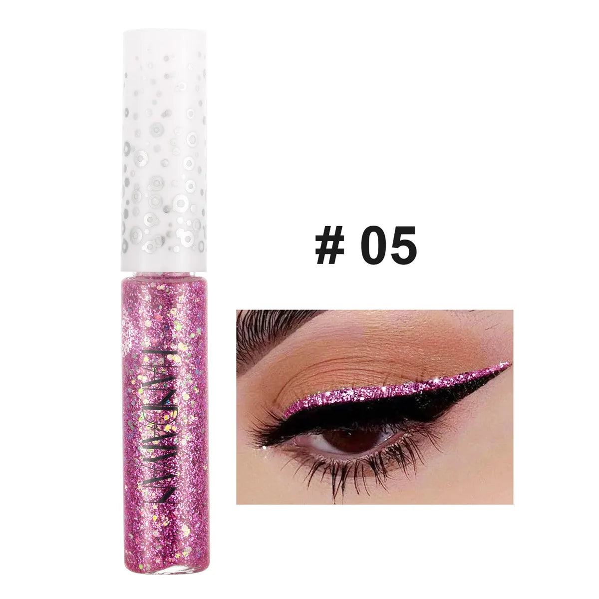 HANDAIYAN 12 Colors Shiny Eye Liners Pigment Silver Rose Gold Color Glitter Liquid Eyeliner Metallic Colorful Makeup For Women