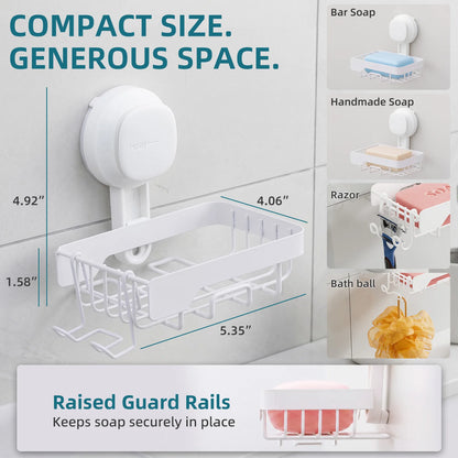 TAILI Soap Holder Soap Dish for Shower Wall, Bathroom Accessories, Removable and No Drill, with Visible Red Line Seal Indicator