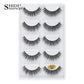 3D Faux Mink Lashes X05 Fluffy Wispy False Eyelashes 5Pairs Reusable Soft Volume Eyelashes Natural Look for Daily & Party Makeup